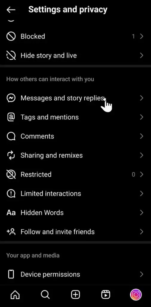 instagram messages and story replies
