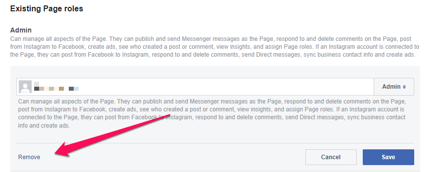 Removing admin from Facebook page