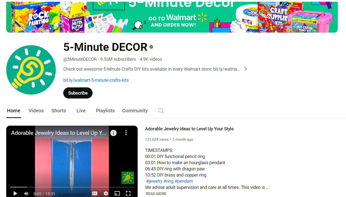 5-Minute Decor channel on YouTube