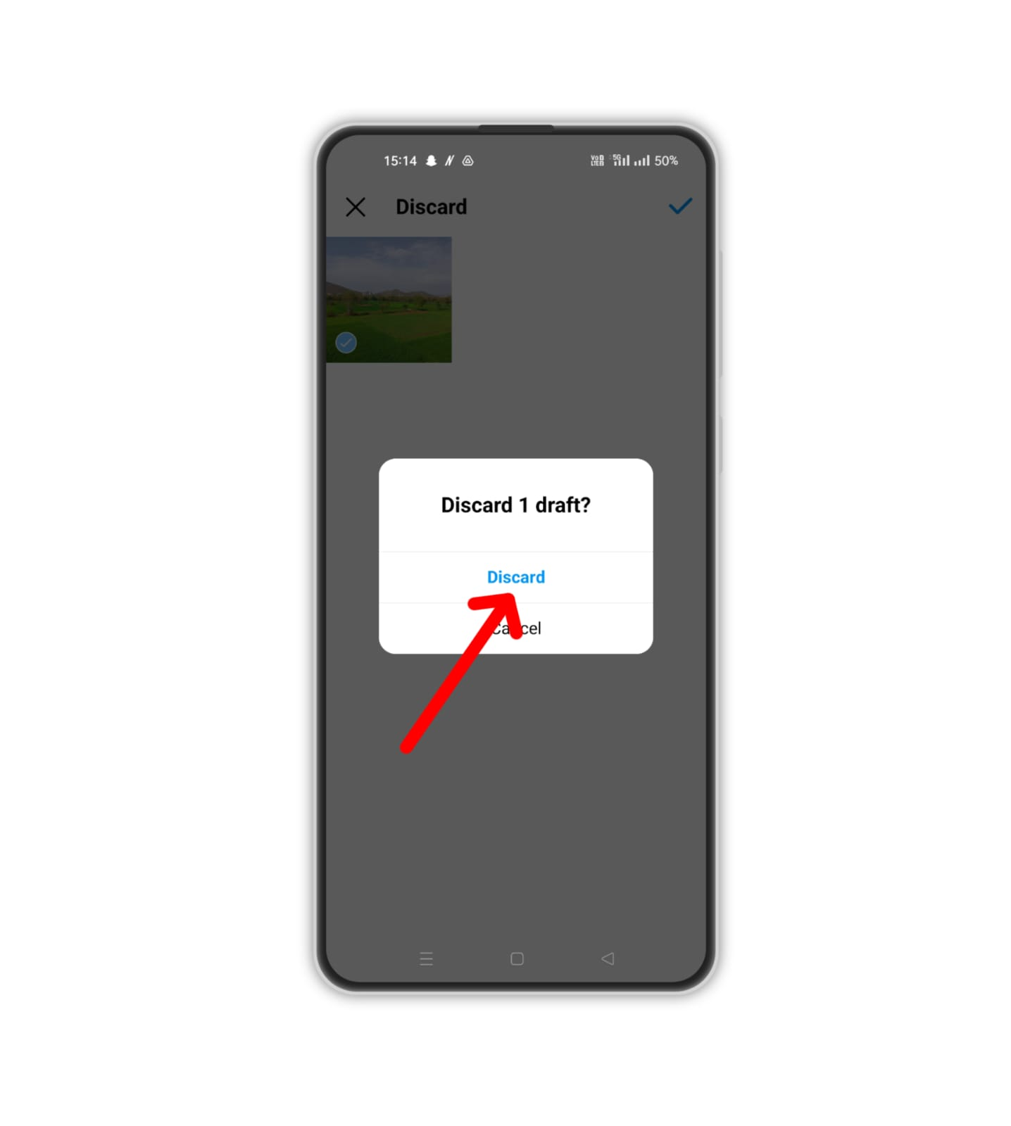 Discard draft confirmation on Instagram