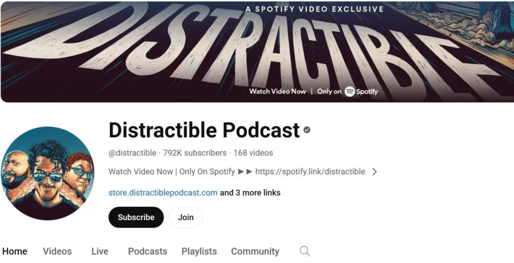 Distractible Podcast's YouTube channel