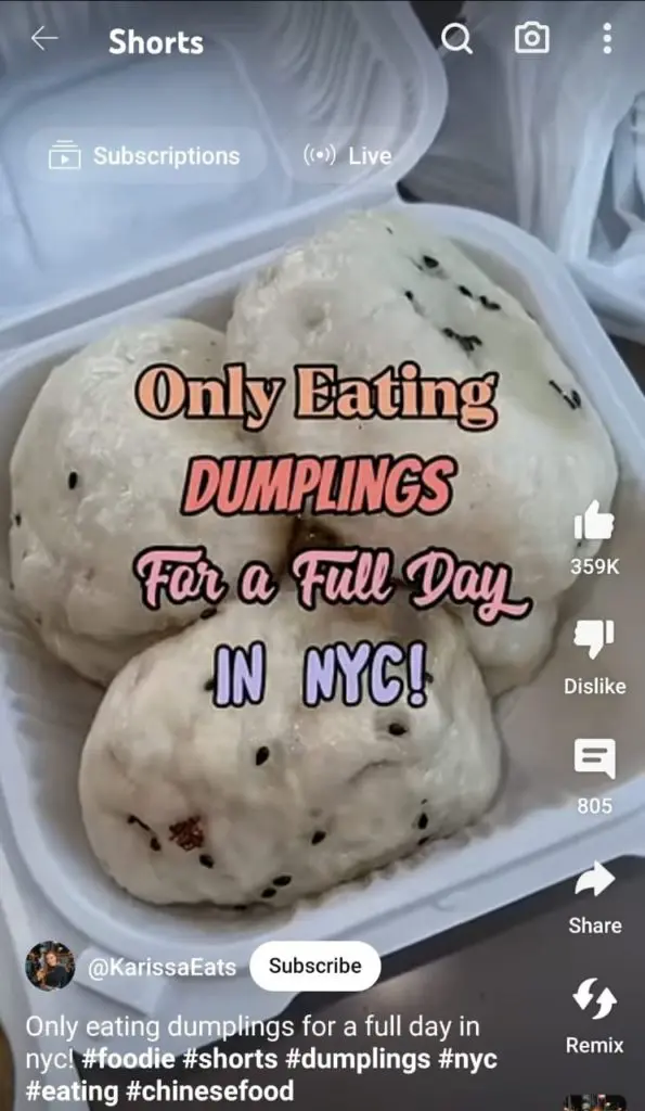A YouTube short by a food vlogger