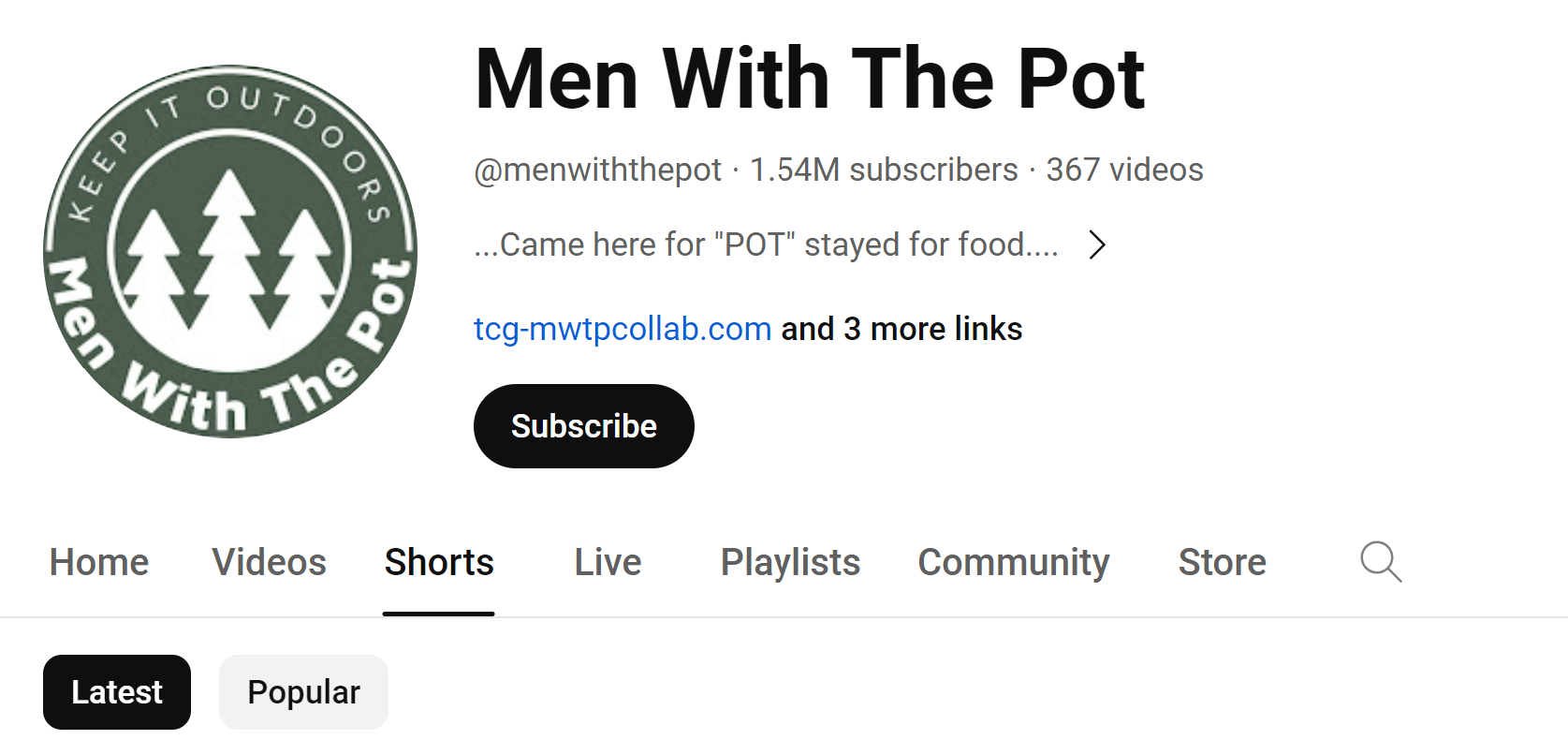 YouTube page 'Men with the Pot'