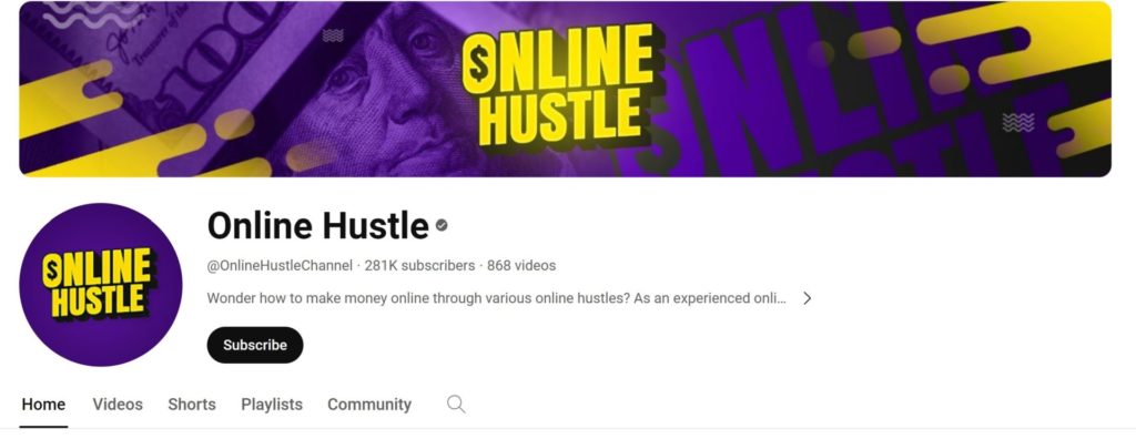 Online Hustle's YouTube page