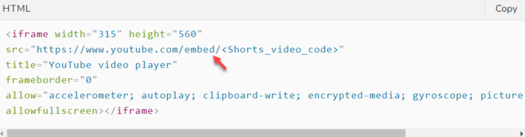 Pasting the embed code