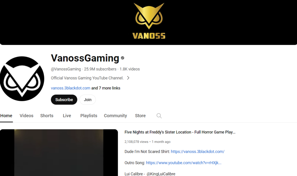VanossGaming's YouTube channel