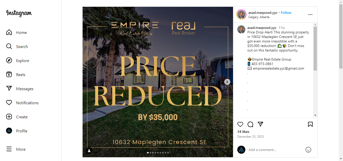 Price drop announcement post