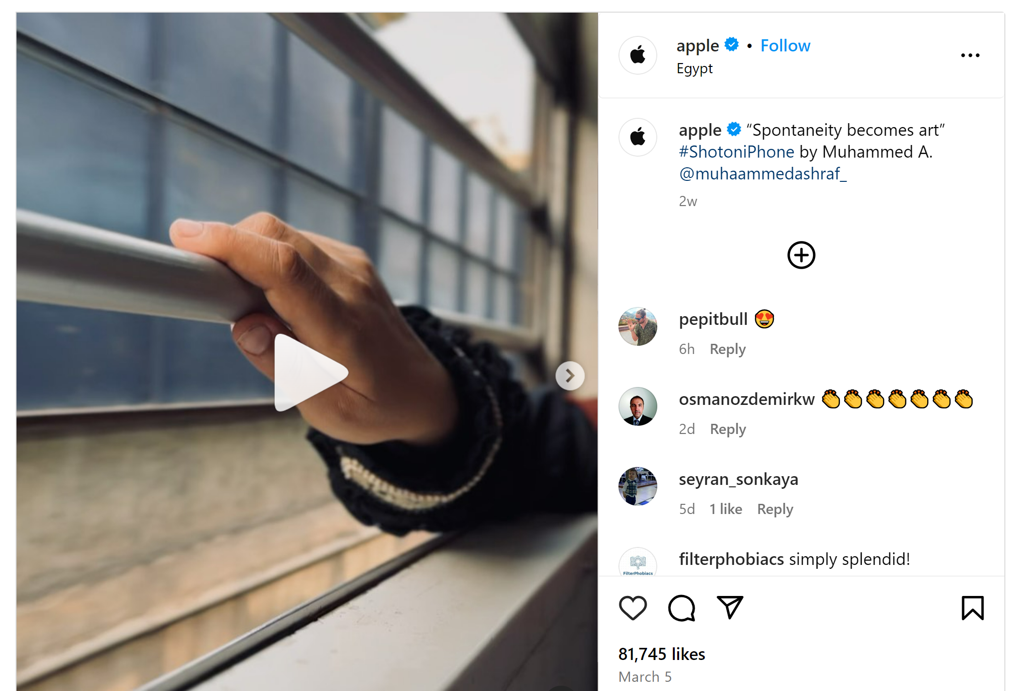 Uživatelsky generovaný obsah od společnosti Apple na Instagramu