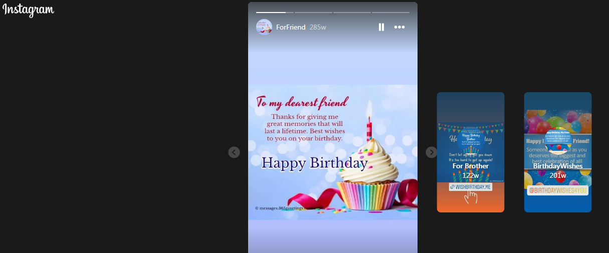 Instagram story highlights of birthday wishes