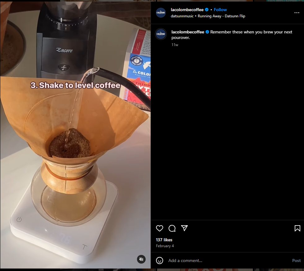 La Colombe Coffee Instagram Post