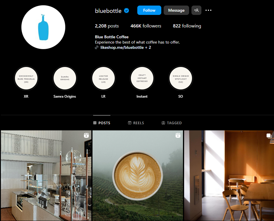 Blue Bottle Coffee Instagram Screenshot