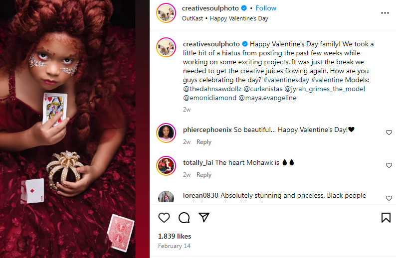 An Instagram reel on Valentine's Day