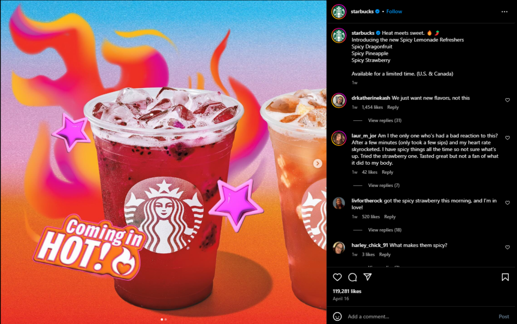 Starbucks instagram post screenshot
