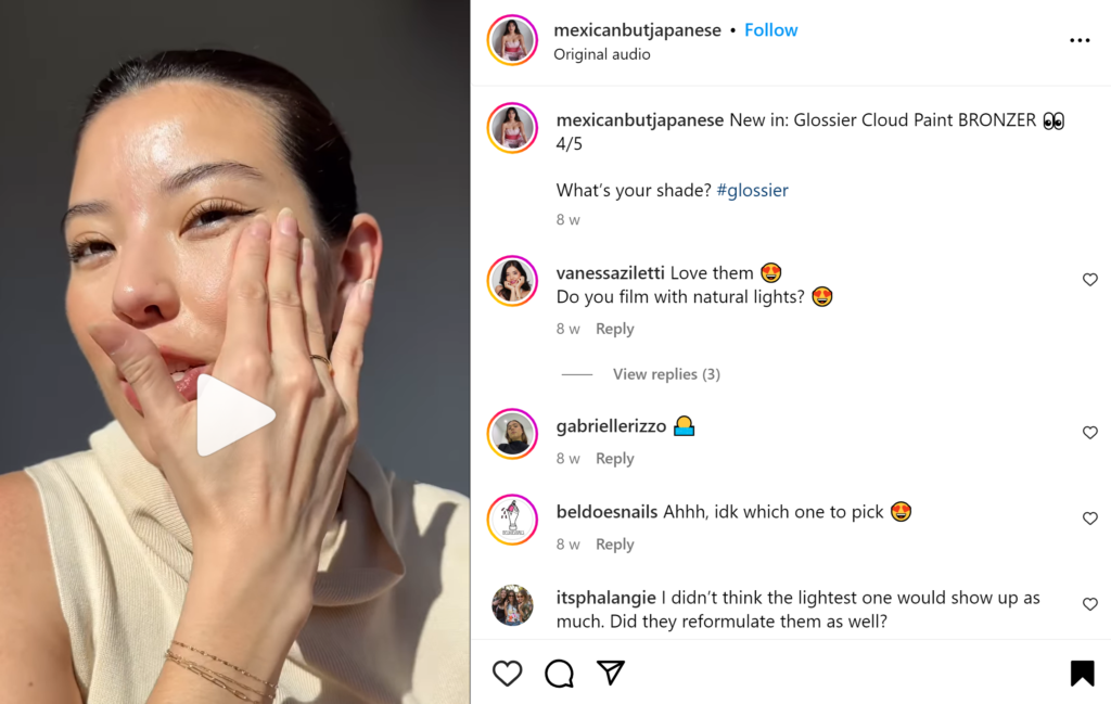 User-generated content for Glossier