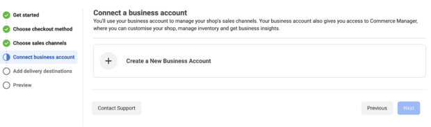 choose a business account on facebook