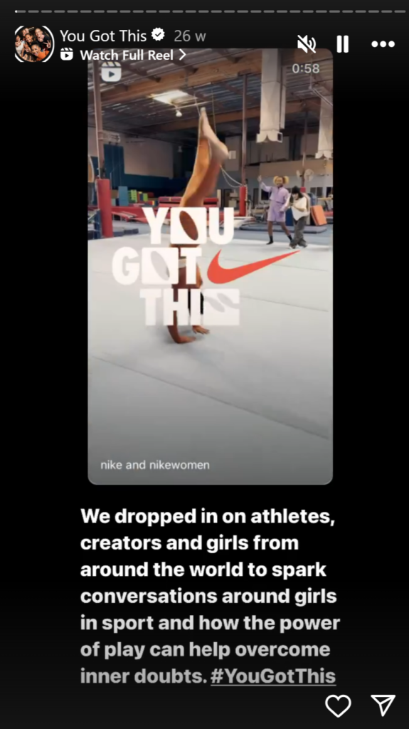 An Instagram story by Nike 