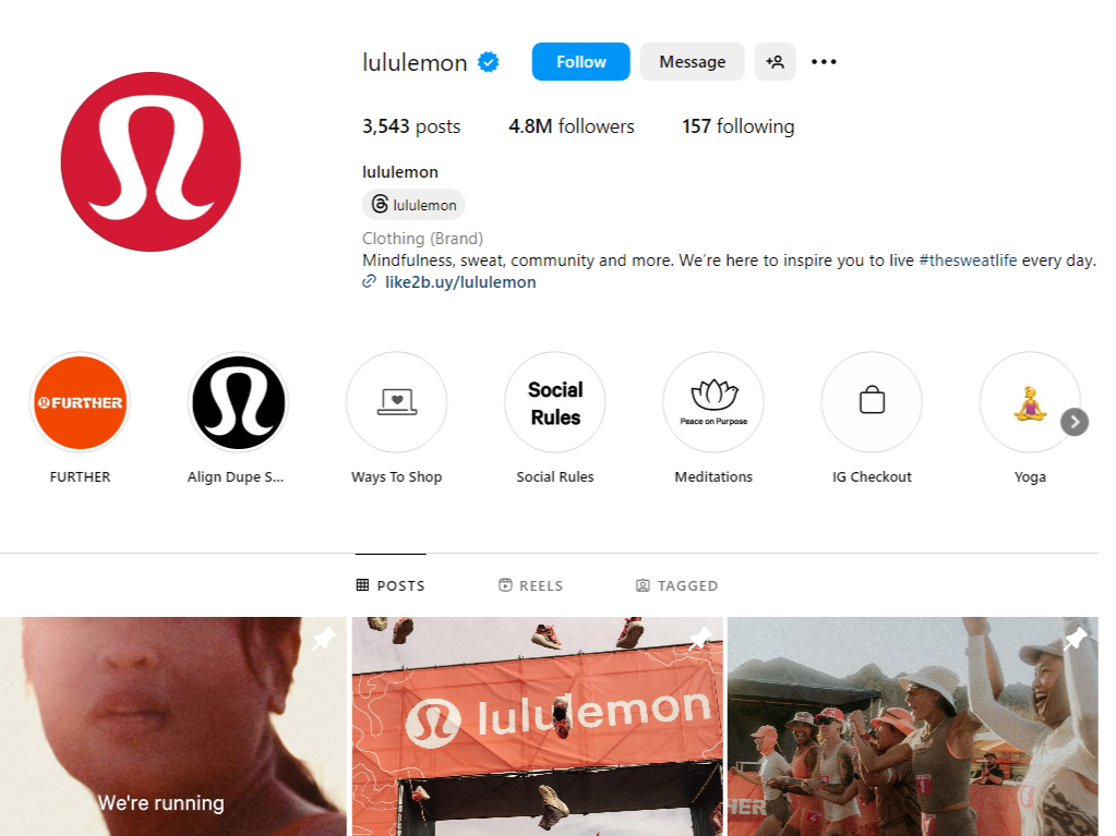lululemon instagram profile