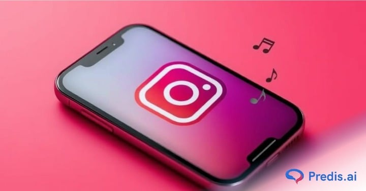 Instagram logo with song symbols around it