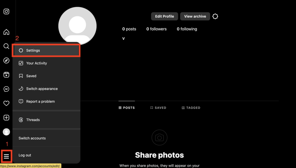 Click on your profile picture and navigate to your settings.