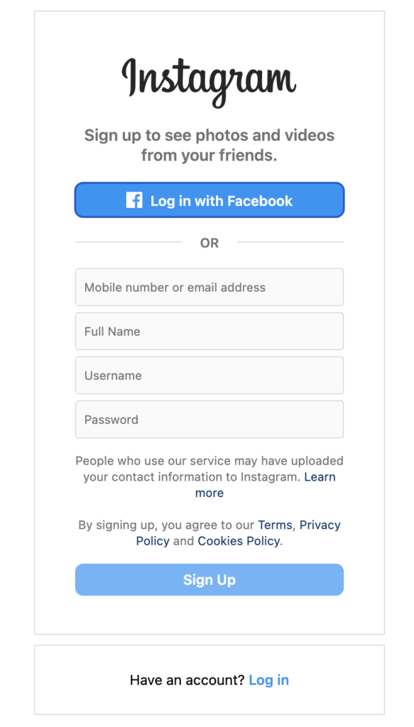 Log in to Instagram with Facebook