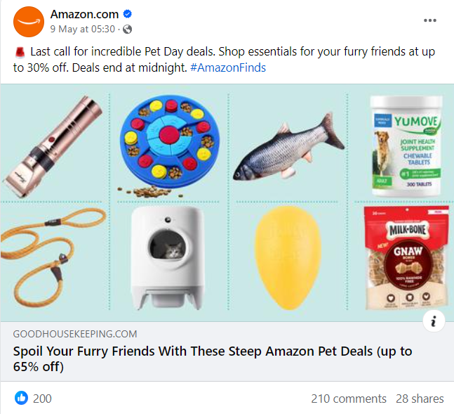 Facebook ad by Amazon