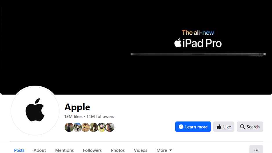 Apple's Facebook banner image