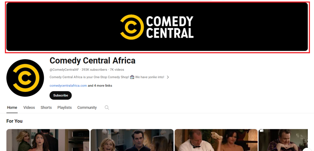 Comedy Central Africa's YouTube banner