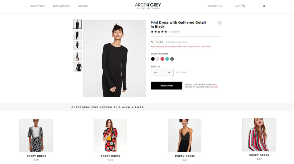 'Customers also viewed' section for a clothing brand