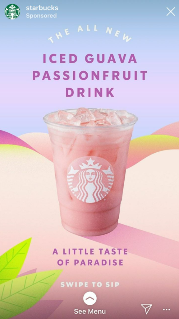 Instagram story ad by Starbucks