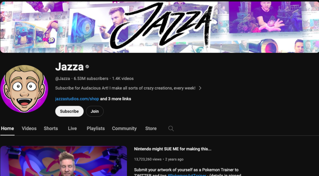 Jazza's YouTube channel