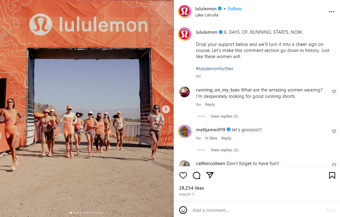Lululemon shows us how advertising these events is even more important.