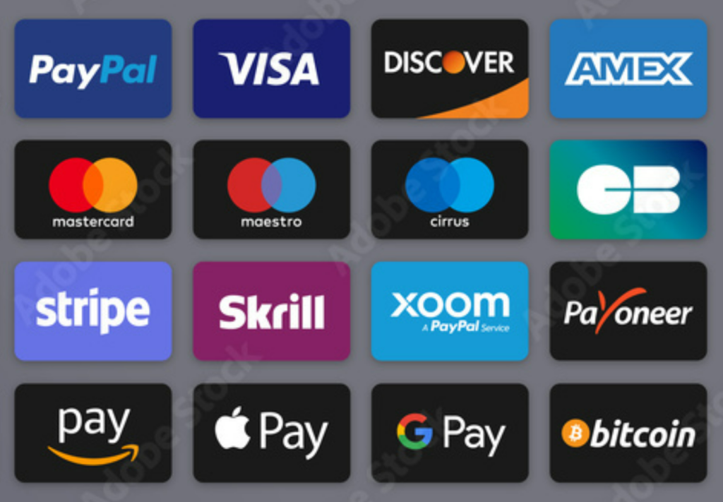 Different online payment methods