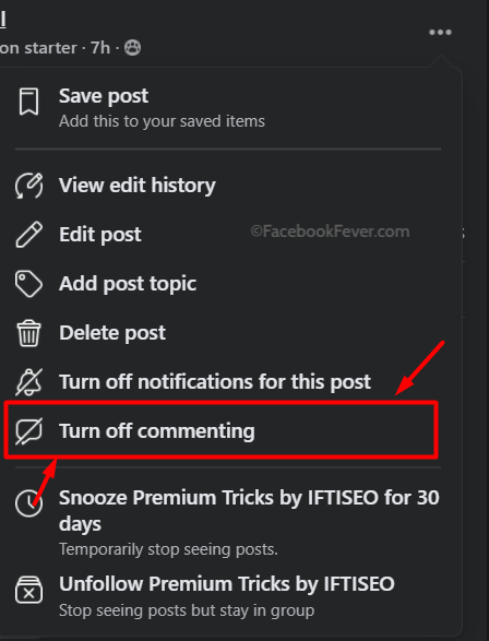 Disable comment on Facebook ads