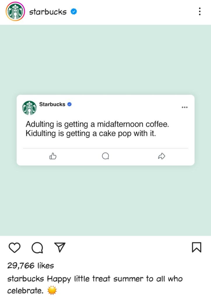 Starbuck's Humorous Instagram Post