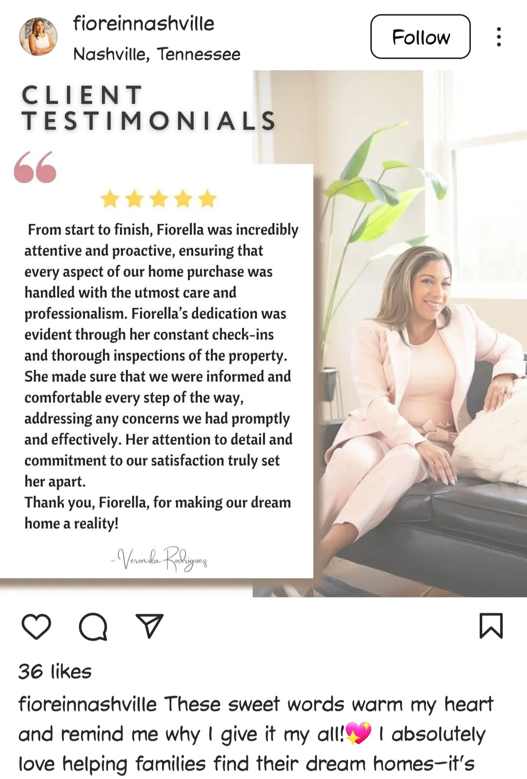 fioreinnashville's Detailed Client Testimonial on Instagram