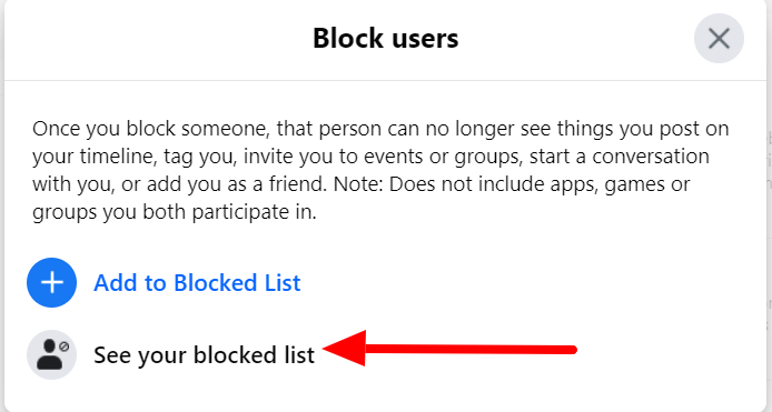 Check out the list of people blocked
