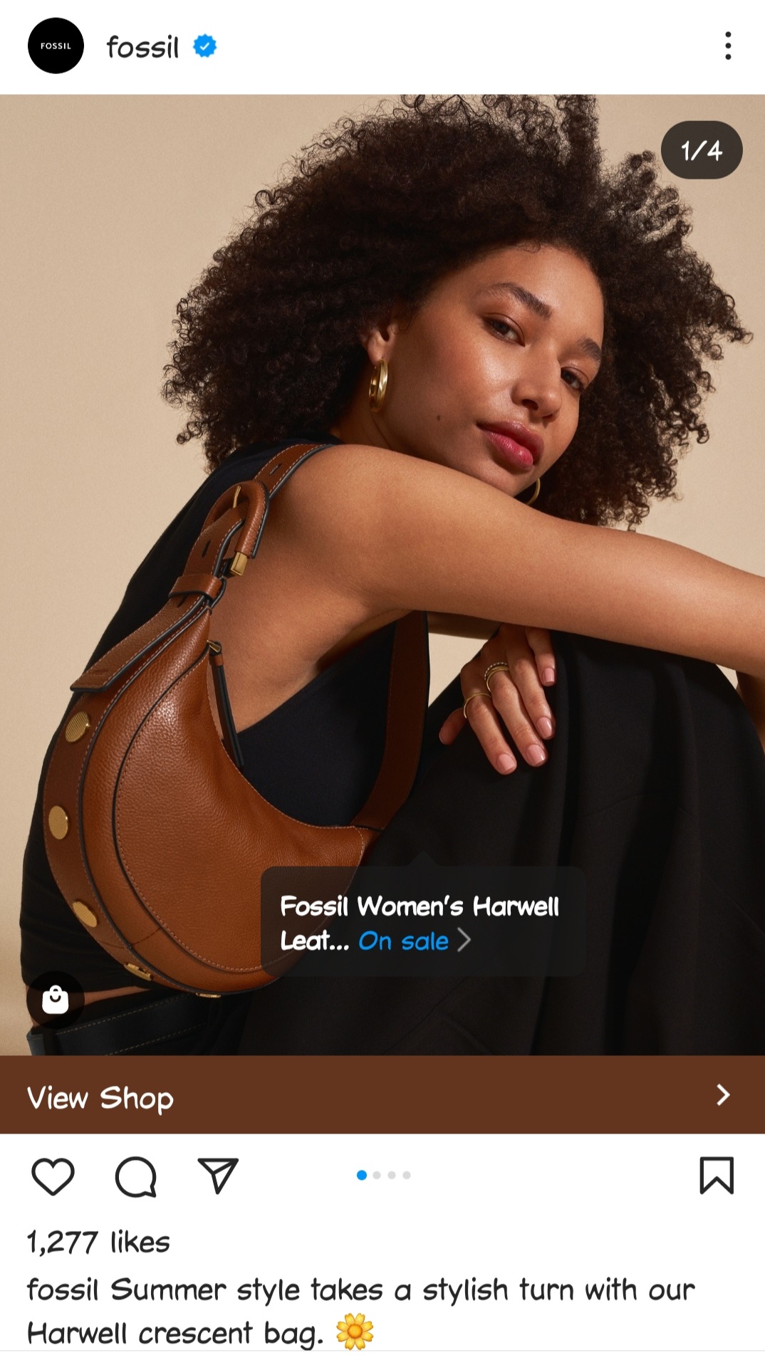 Fossil's Leather Bag Launch Post on Instagram