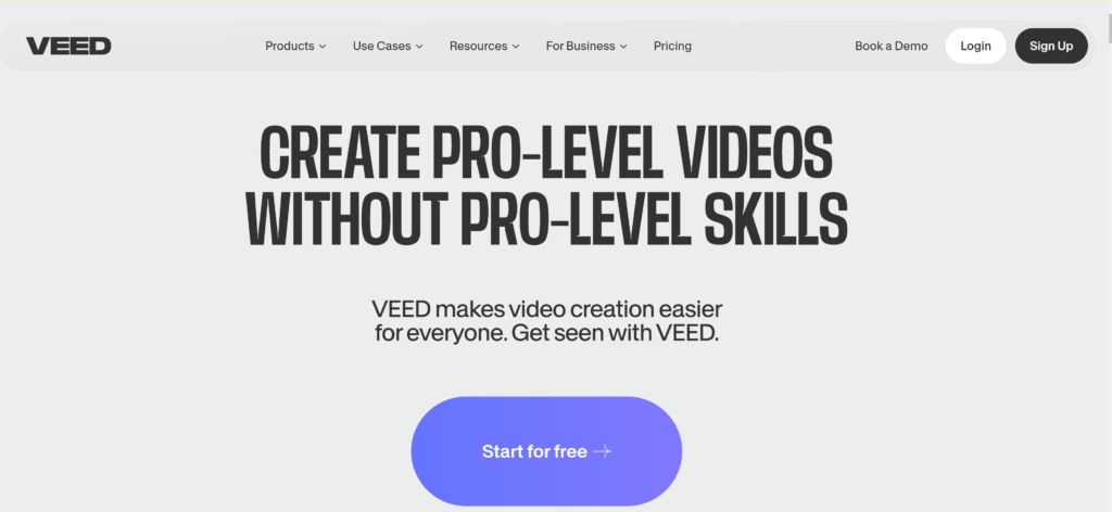 Veed.io home page