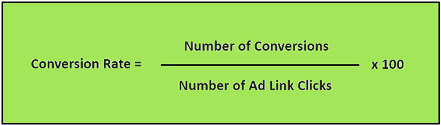 The formula to calculate the conversion rate for Facebook ads