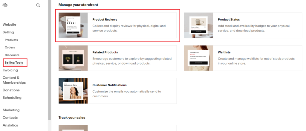 Select Selling Tools and then click on Product Reviews