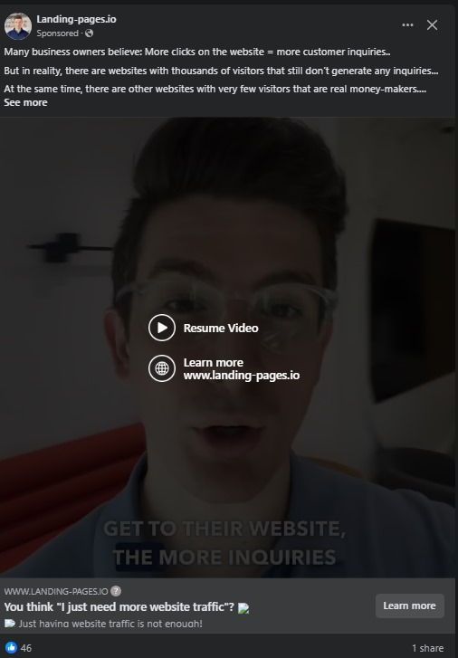 Facebook video ad