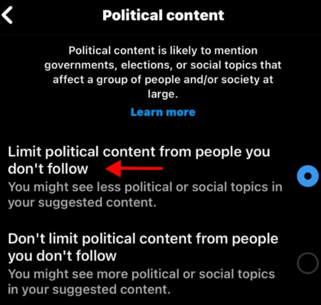 Political content settings