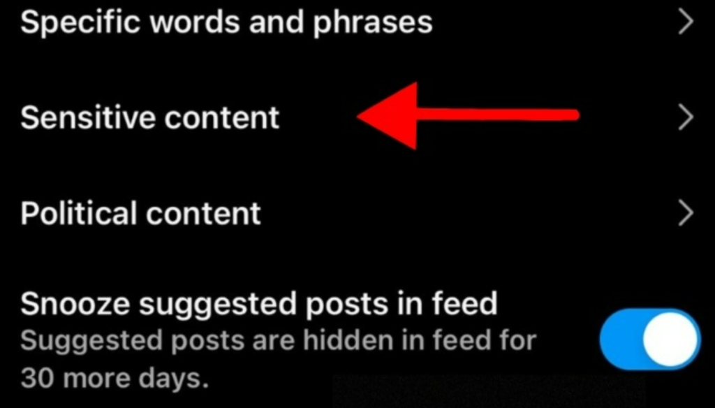 Settings for Sensitive content on Instagram 