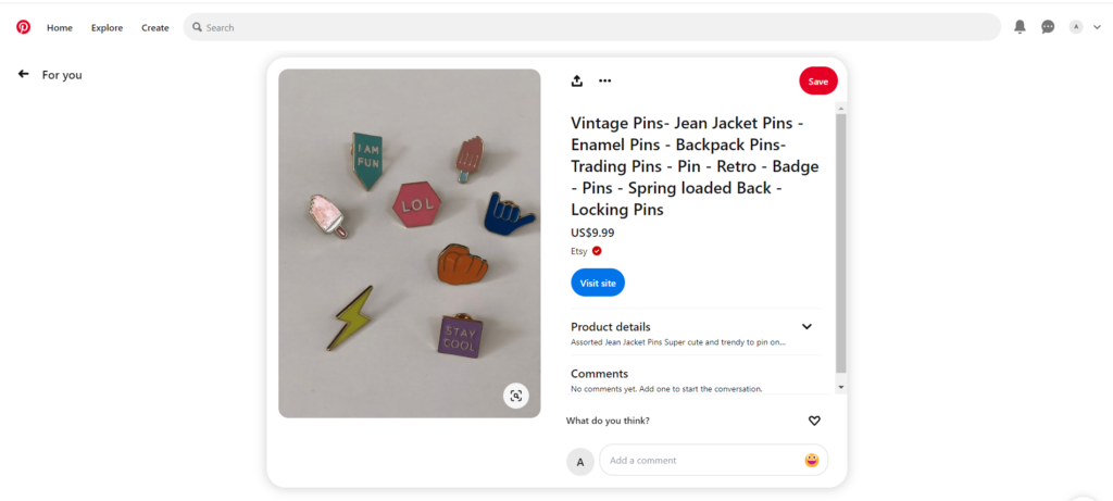 shopping pins