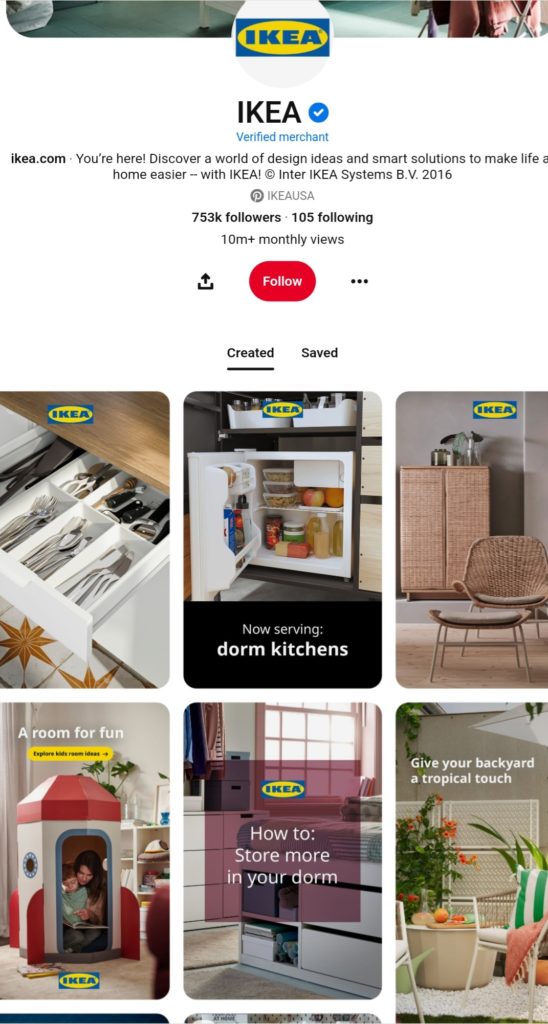 Ikea USA's Pinterest boards