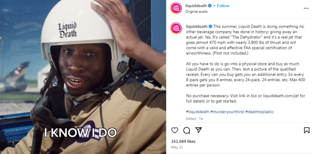 Liquid Death collaborated with influencers for engaging Instagram reel content