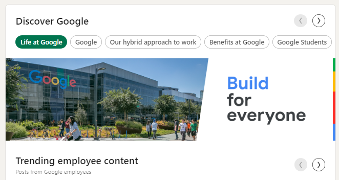 Google's Life tab main image on LinkedIn