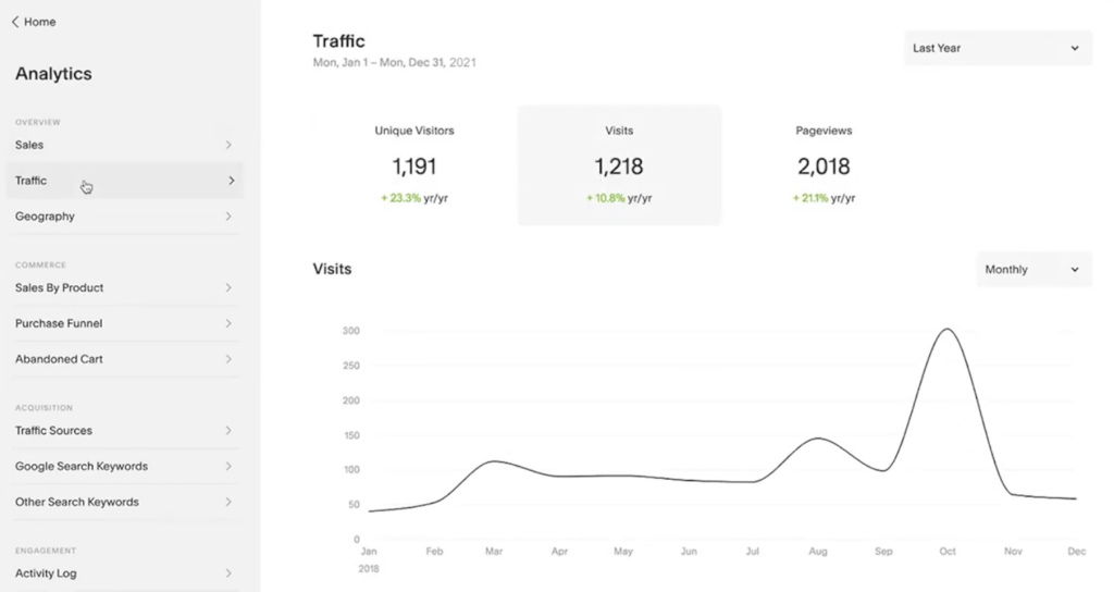 Leverage Squarespace analytics to review performance and trends to make informed decisions.