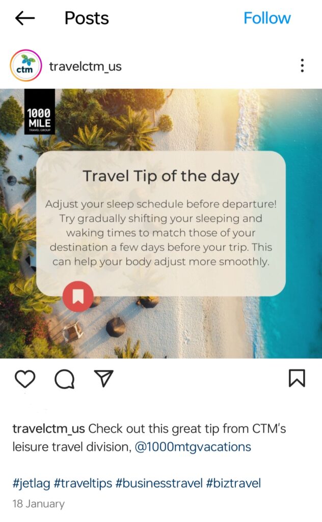 Travel tip of the day on Instagram