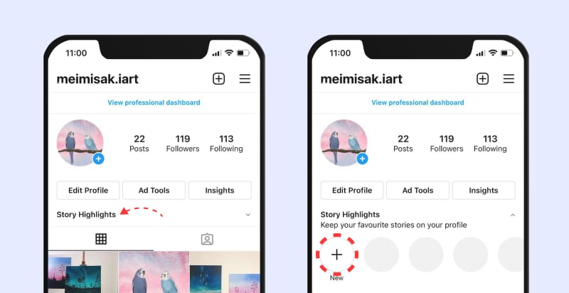 Create new Instagram story highlights